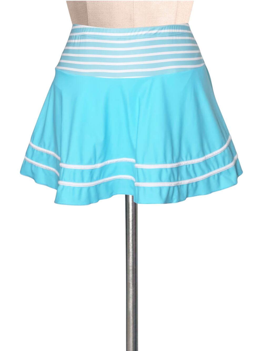 Blue White Striped Flare Swim Skirt Attatched Bottoms XL